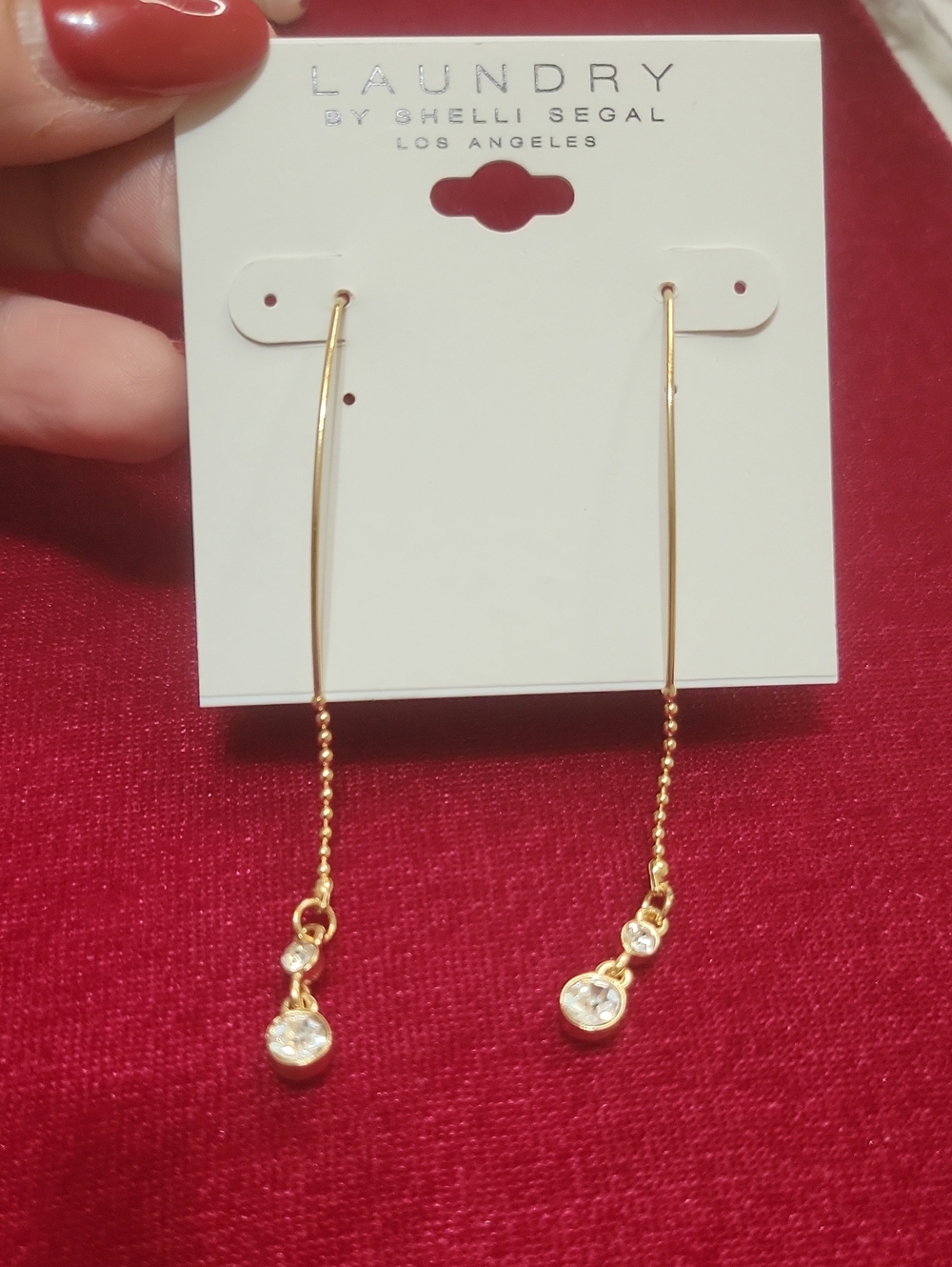 Laundry By Shelli Segal Gold Long Chain Dangle Earrings